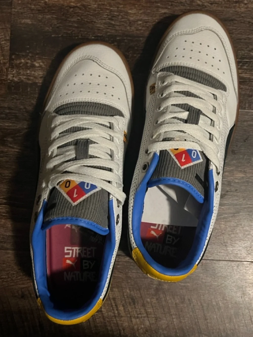 Puma White Low-Top Sneaker with Black Formstrip and Brown Gum Sole - Picture 2 of 5